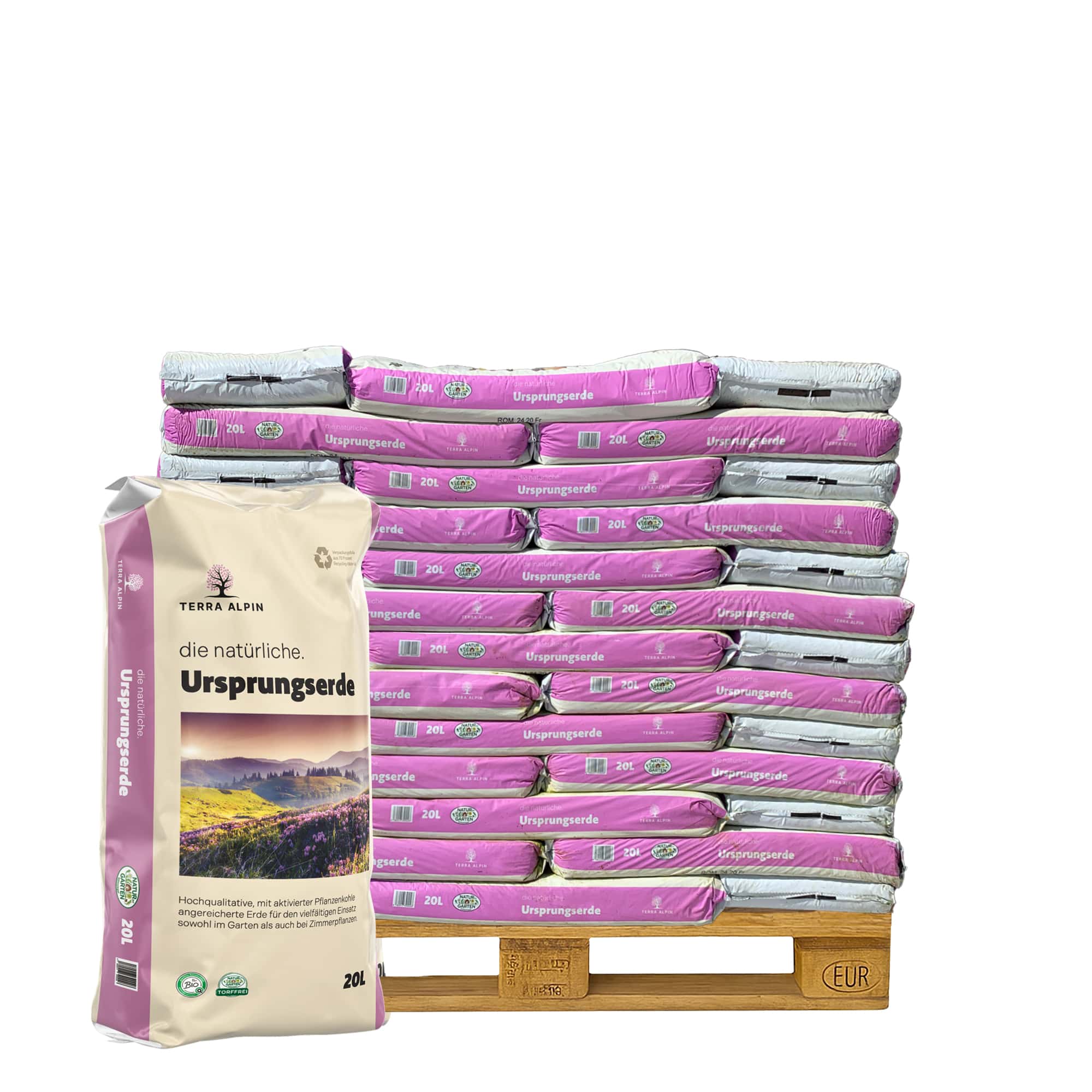 Palette-Sack-Ursprungserde